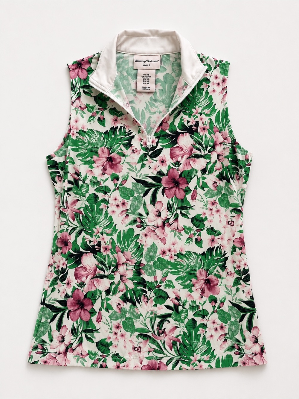 Tommy Bahama Golf Tropical Floral Sleeveless Quarter Zip Top XS